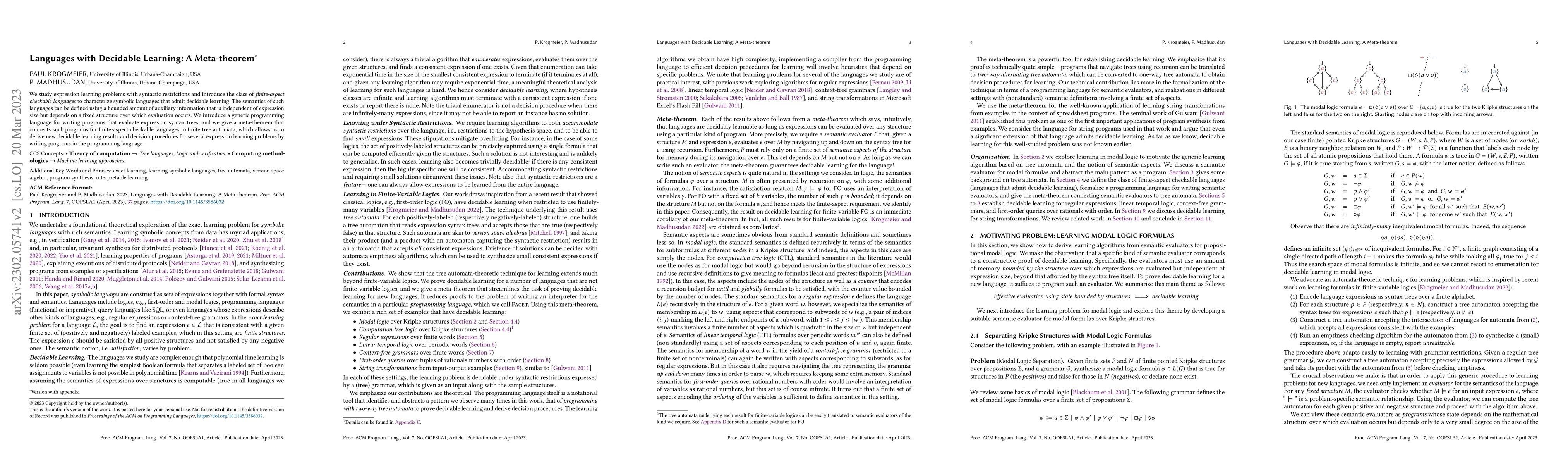 Thumbnail for Languages with Decidable Learning: A Meta-theorem
