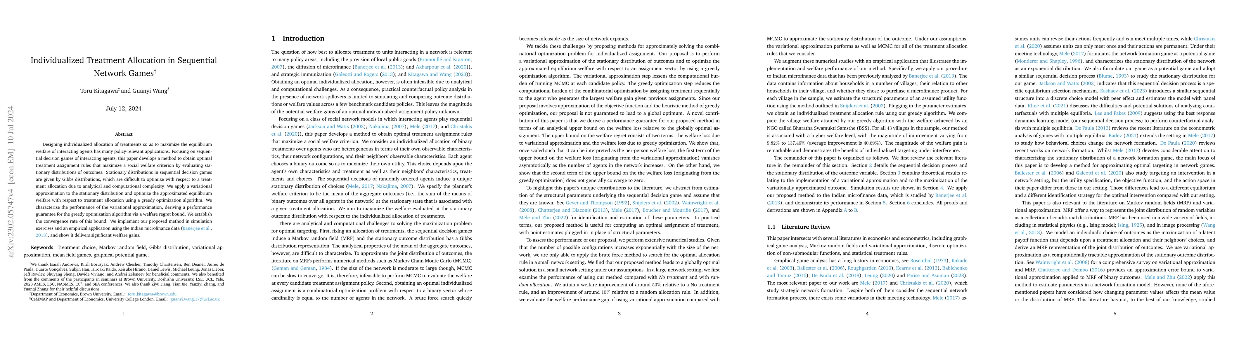 Thumbnail for Individualized Treatment Allocation in Sequential Network Games