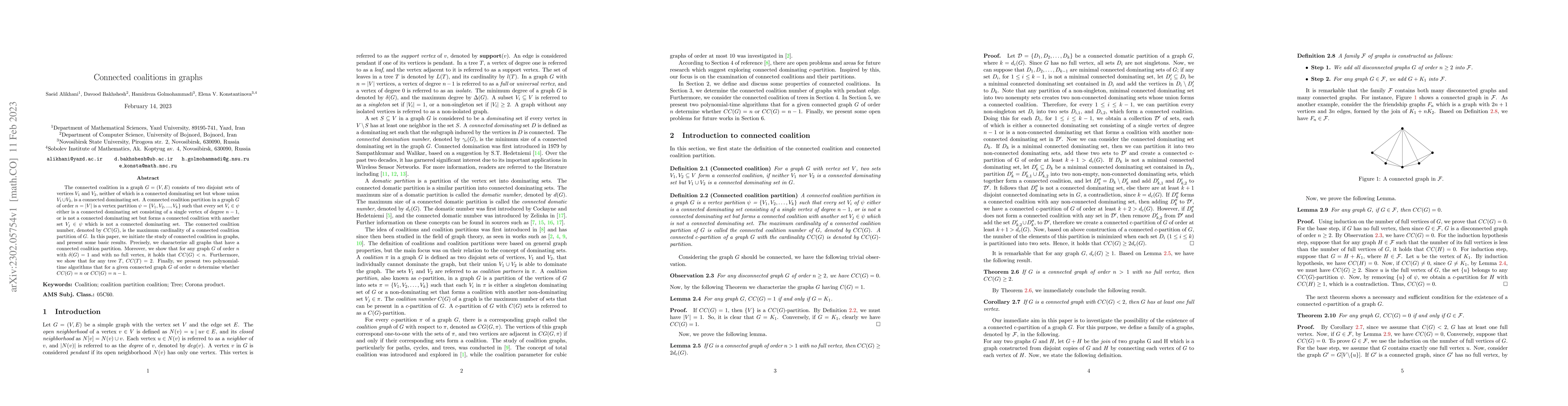 Thumbnail for Connected coalitions in graphs