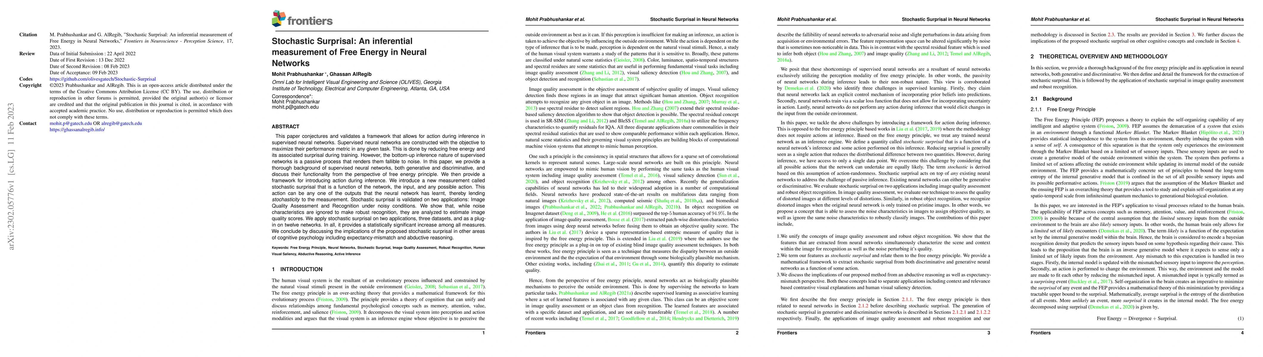 Thumbnail for Stochastic Surprisal: An inferential measurement of Free Energy in
  Neural Networks