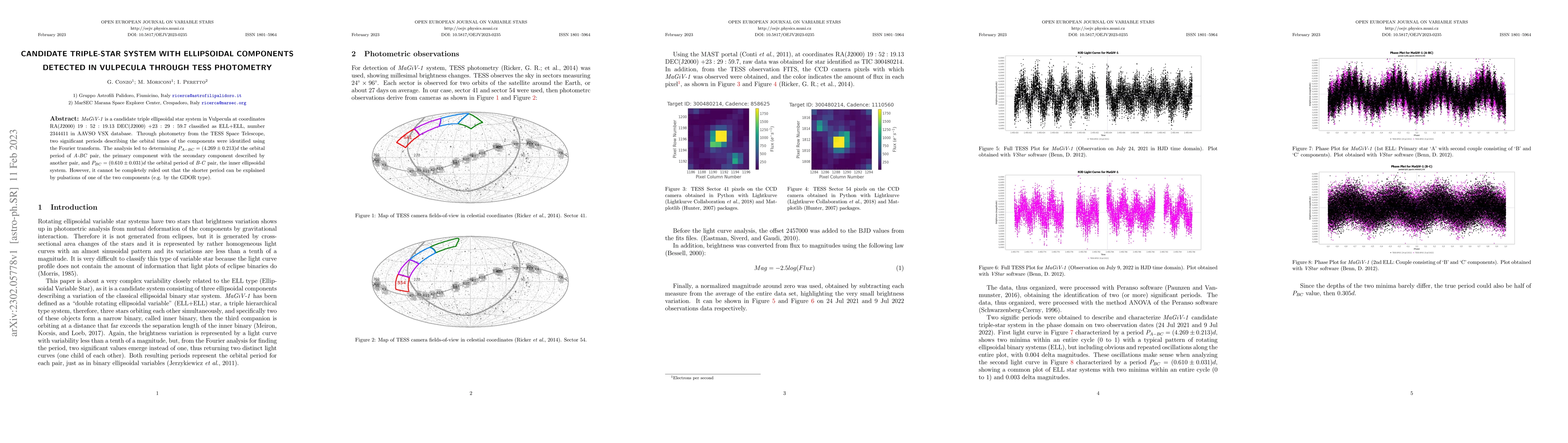 Thumbnail for Candidate triple-star system with ellipsoidal components detected in
  Vulpecula through TESS photometry