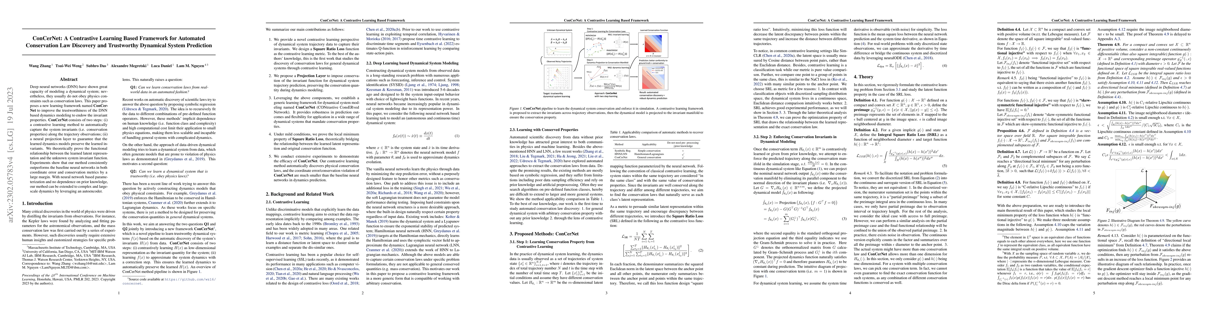 Thumbnail for ConCerNet: A Contrastive Learning Based Framework for Automated
  Conservation Law Discovery and Trustworthy Dynamical System Prediction