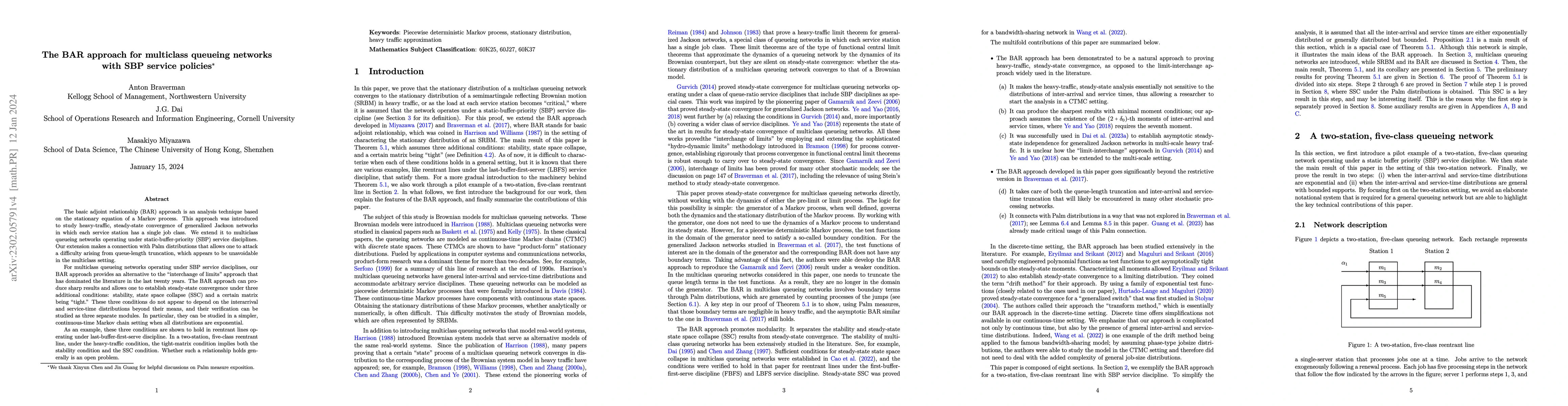 Thumbnail for The BAR approach for multiclass queueing networks with SBP service
  policies
