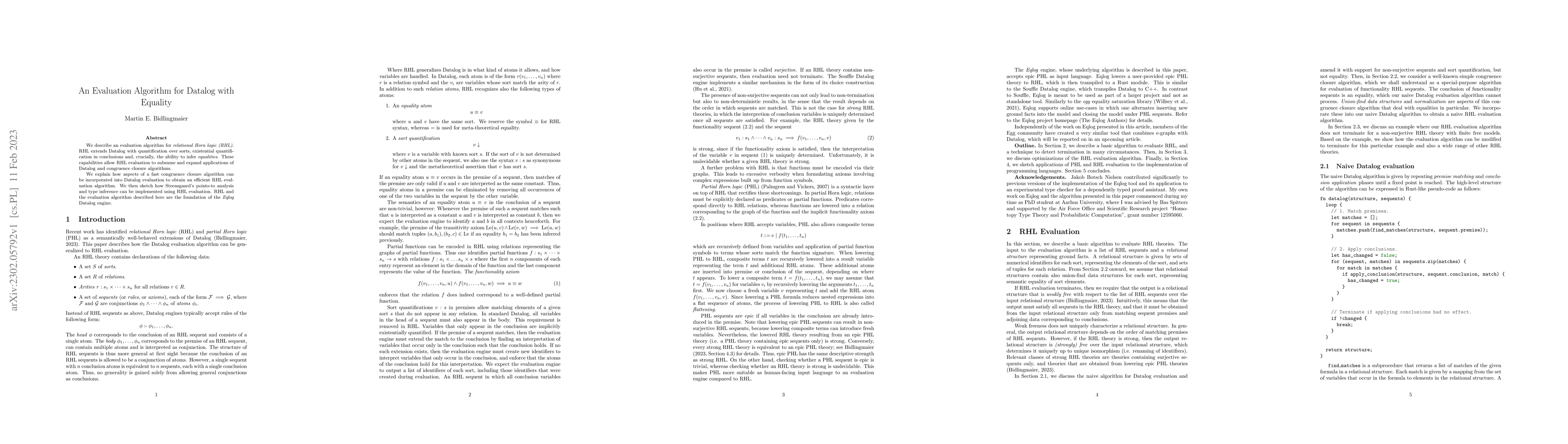 Thumbnail for An Evaluation Algorithm for Datalog with Equality