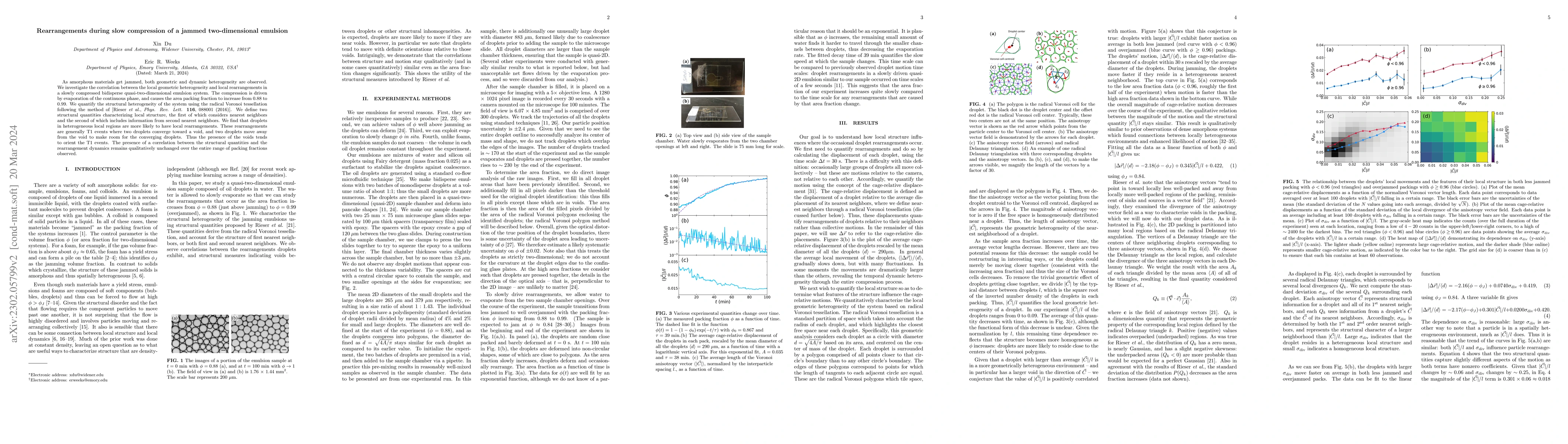 Thumbnail for Rearrangements during slow compression of a jammed two-dimensional
  emulsion