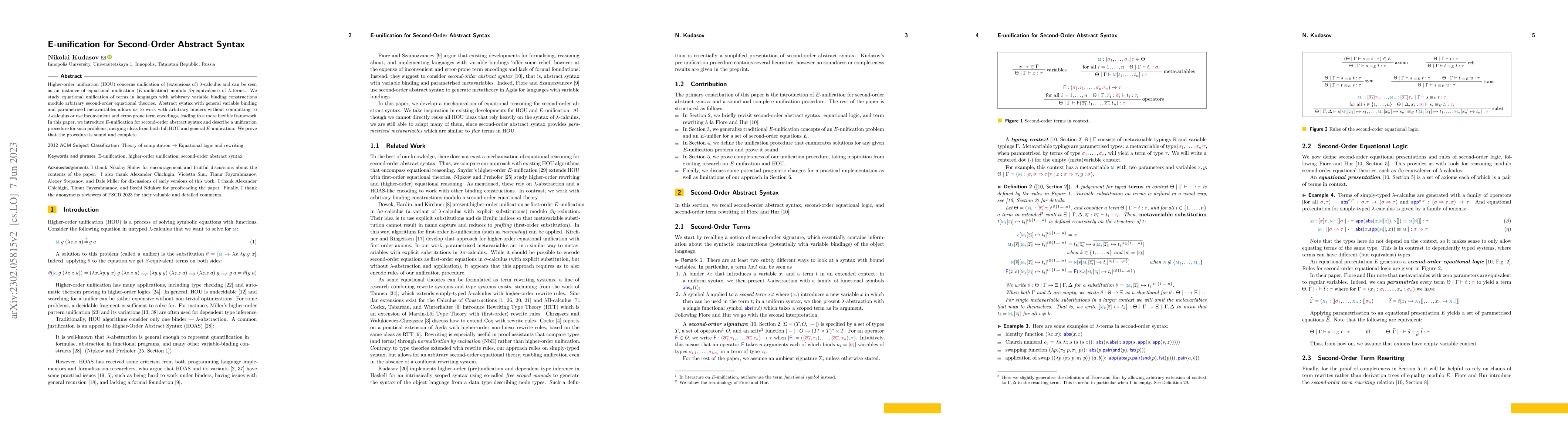 Thumbnail for E-unification for Second-Order Abstract Syntax