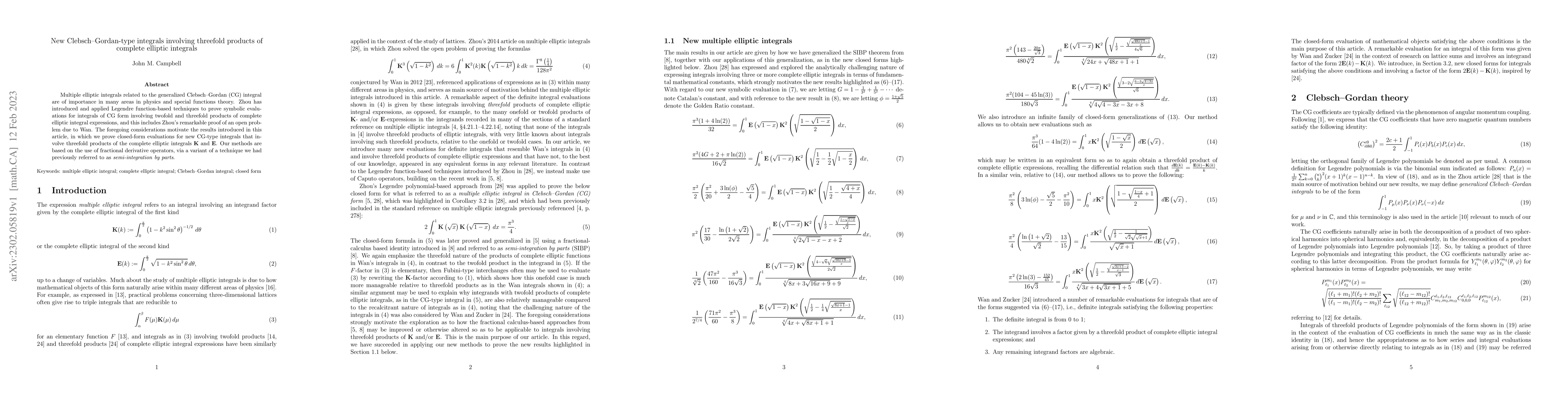 Thumbnail for New Clebsch-Gordan-type integrals involving threefold products of
  complete elliptic integrals
