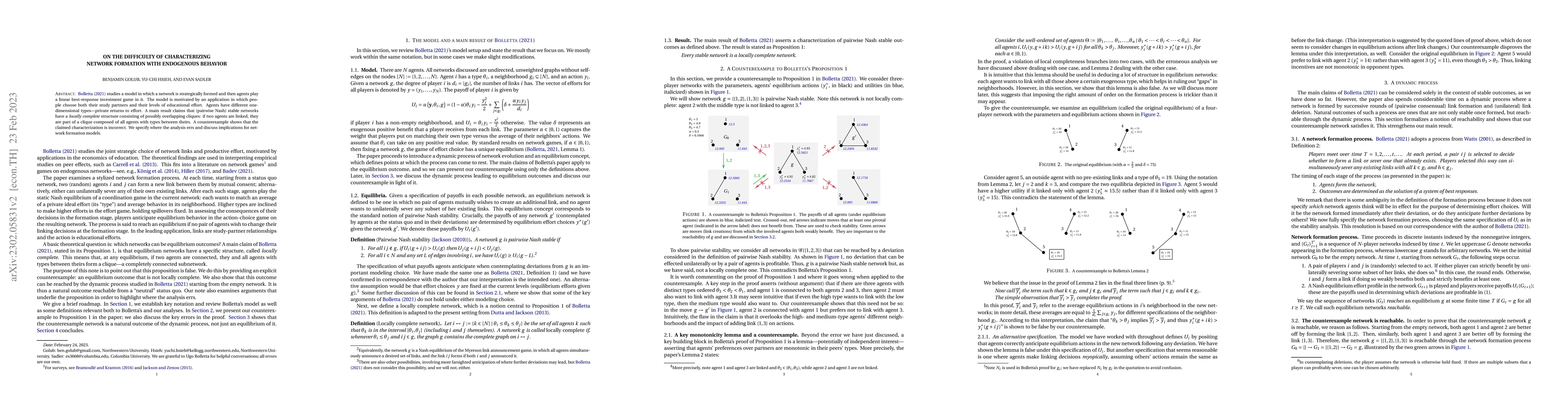 Thumbnail for On the Difficulty of Characterizing Network Formation with Endogenous
  Behavior