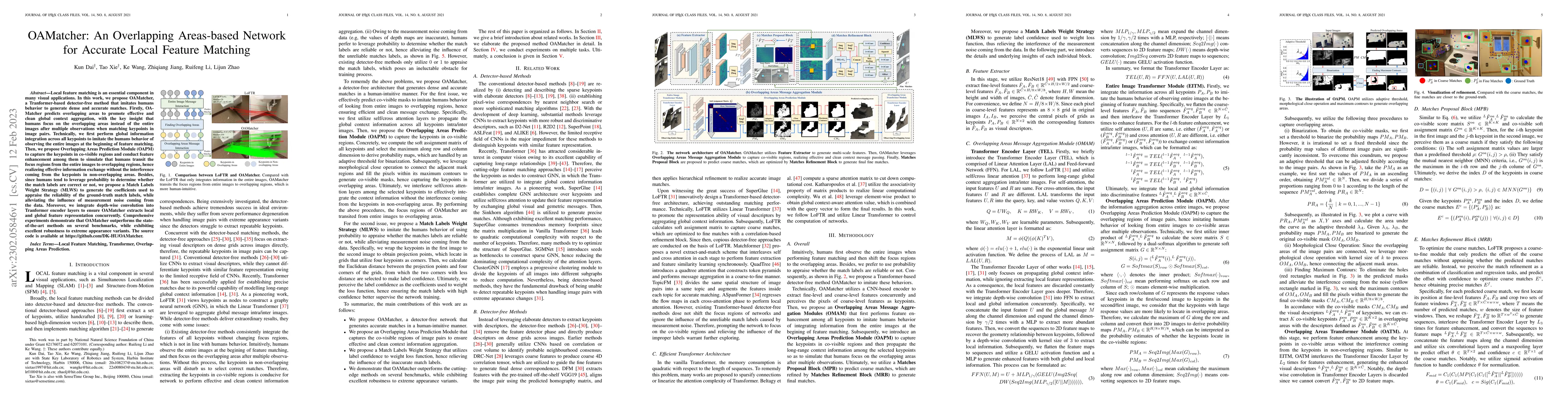 Thumbnail for OAMatcher: An Overlapping Areas-based Network for Accurate Local Feature
  Matching