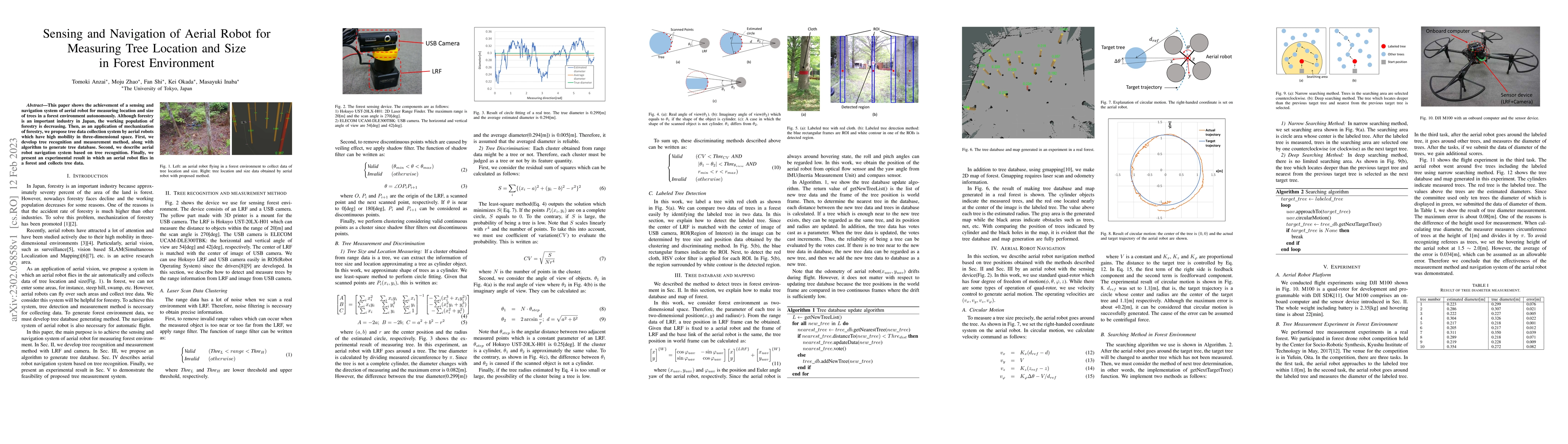 Thumbnail for Sensing and Navigation of Aerial Robot for Measuring Tree Location and
  Size in Forest Environment