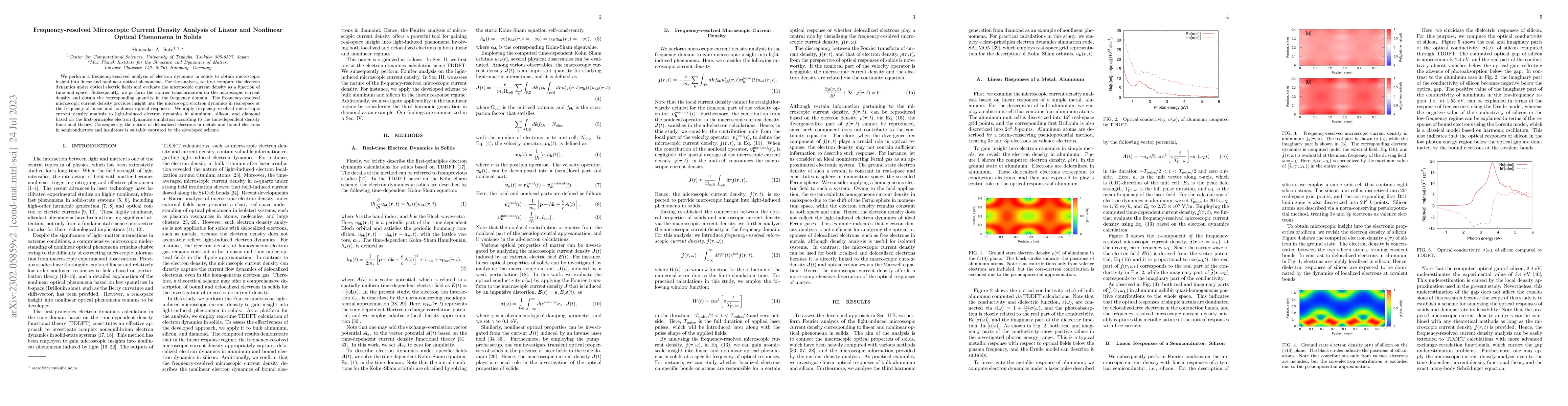 Thumbnail for Frequency-resolved microscopic current density analysis of linear and
  nonlinear optical phenomena in solids