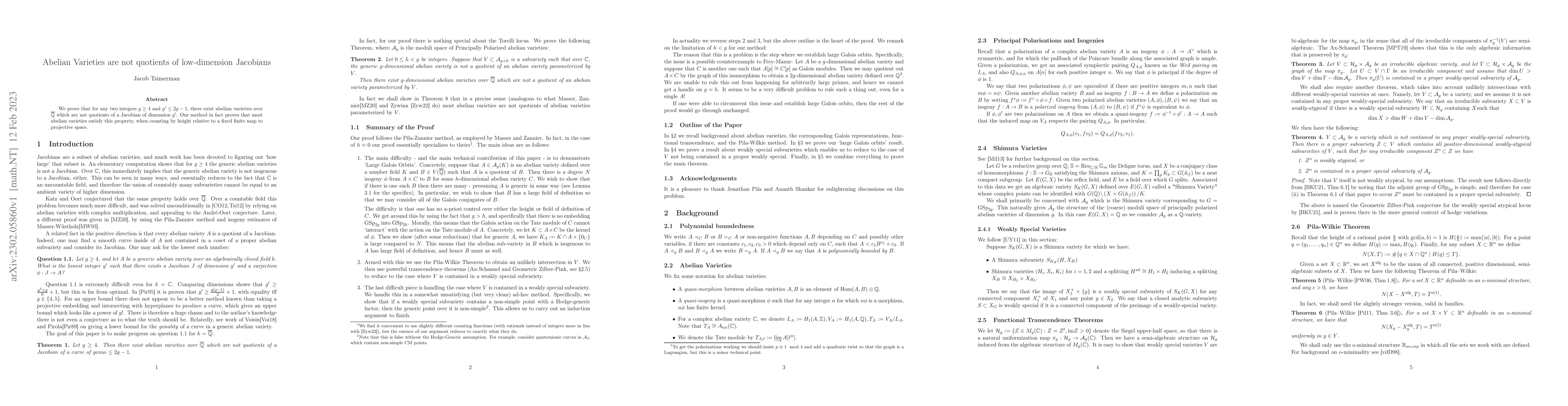 Thumbnail for Abelian varieties are not quotients of low-dimension Jacobians