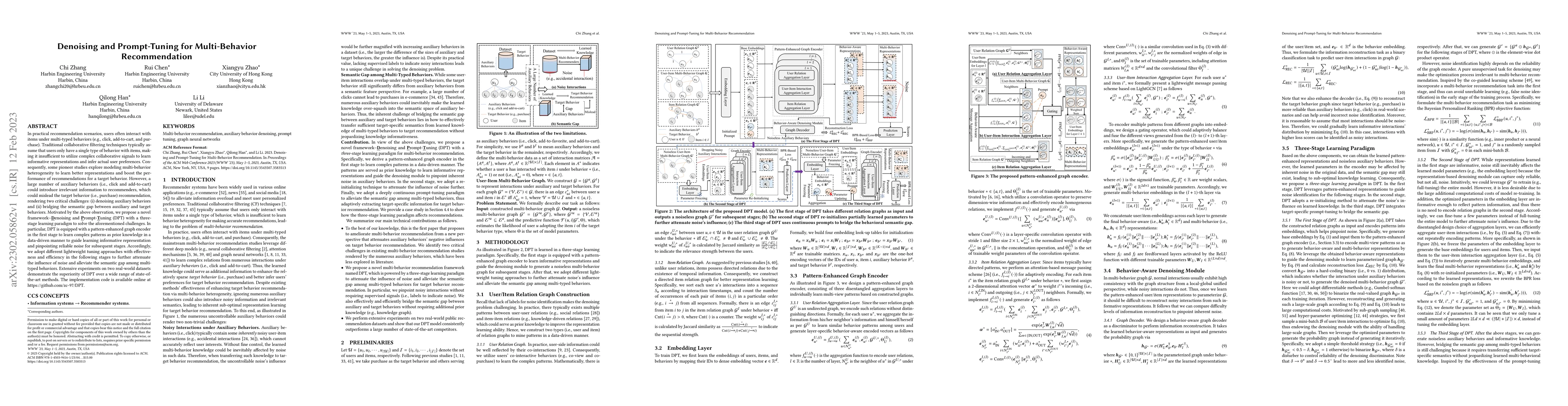 Thumbnail for Denoising and Prompt-Tuning for Multi-Behavior Recommendation