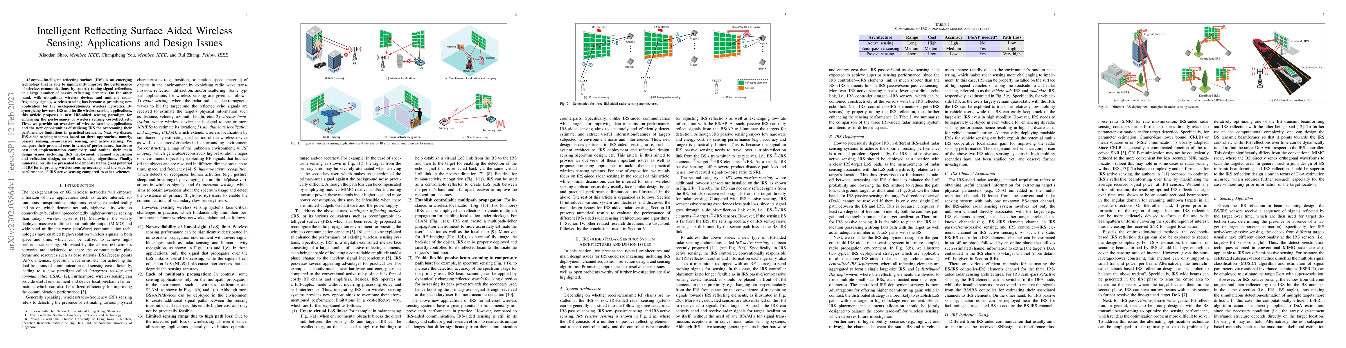 Thumbnail for Intelligent Reflecting Surface Aided Wireless Sensing: Applications and
  Design Issues