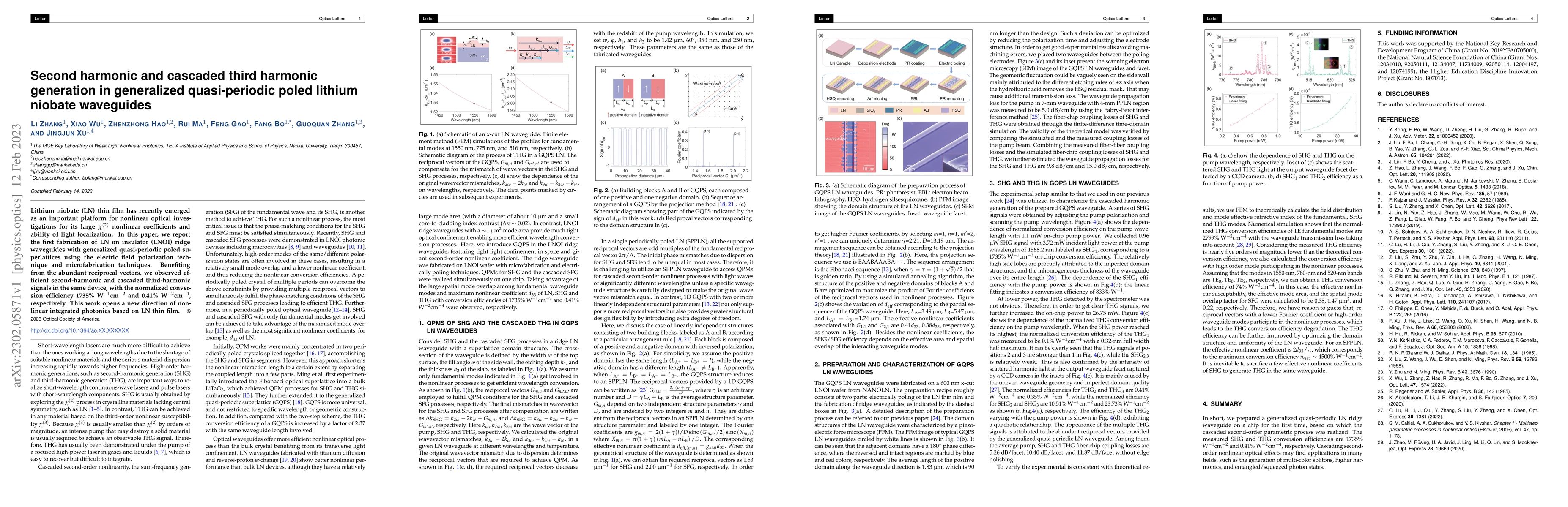 Thumbnail for Second harmonic and cascaded third harmonic generation in generalized
  quasi-periodic poled lithium niobate waveguides