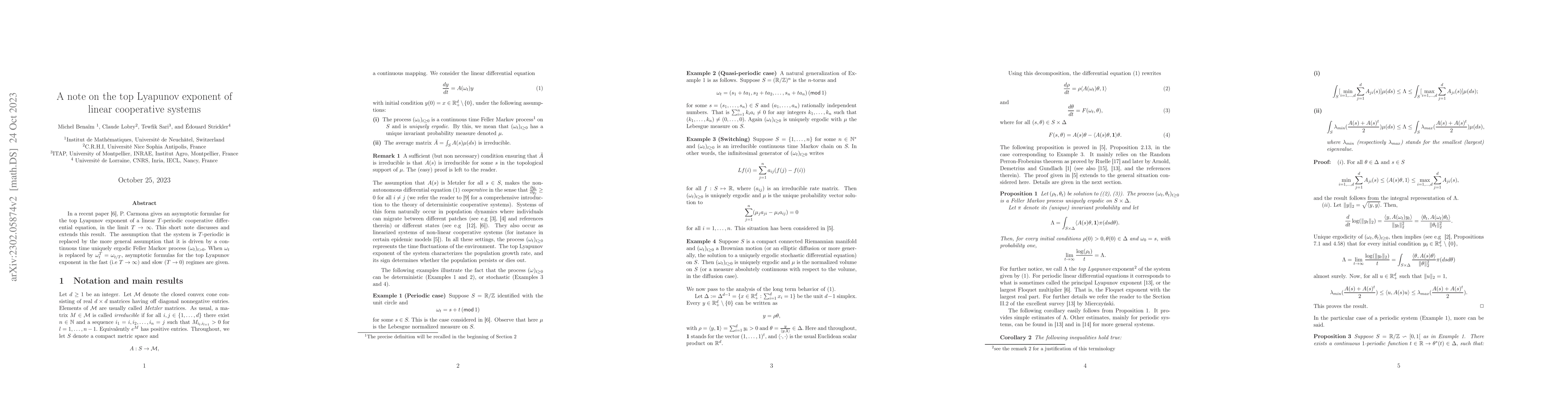 Thumbnail for A note on the top Lyapunov exponent of linear cooperative systems