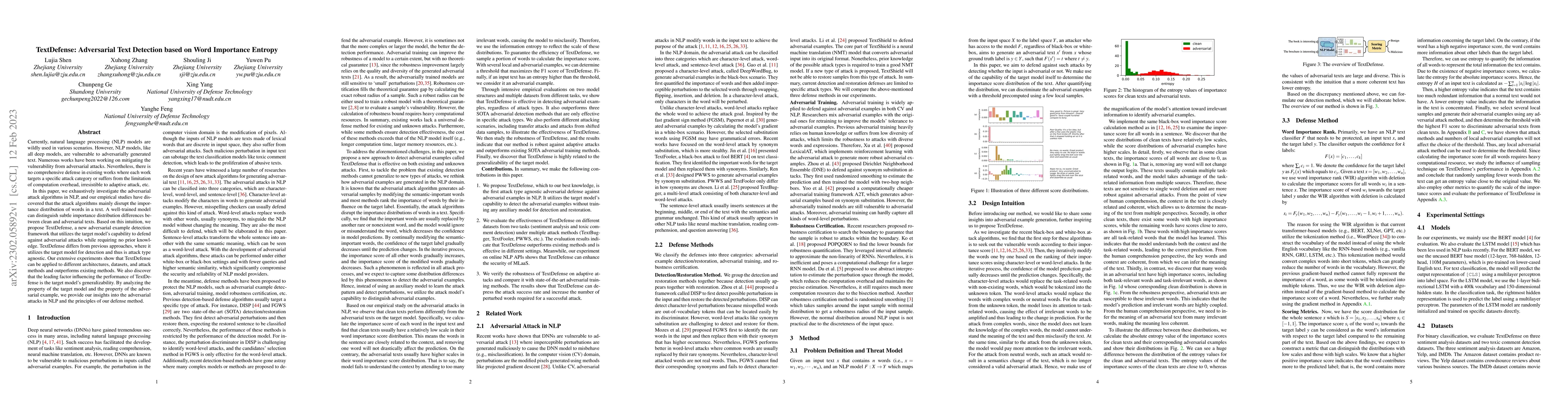 Thumbnail for TextDefense: Adversarial Text Detection based on Word Importance Entropy