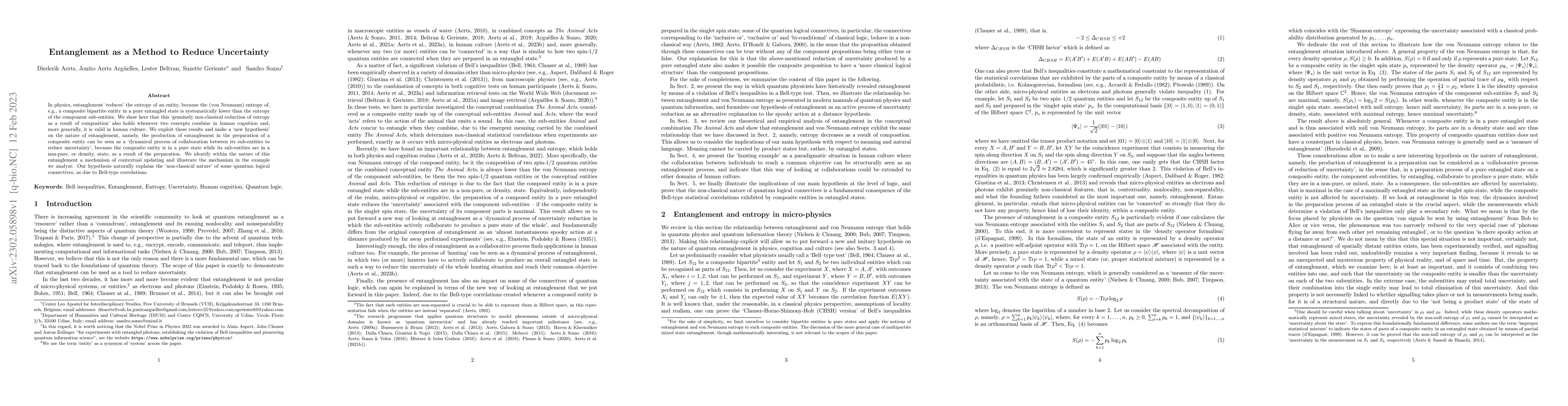 Thumbnail for Entanglement as a Method to Reduce Uncertainty