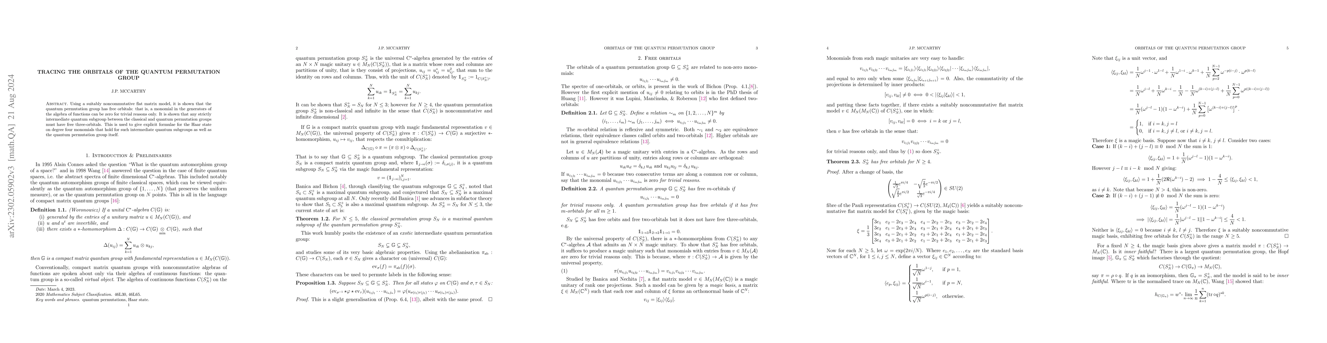 Thumbnail for Tracing the orbitals of the quantum permutation group