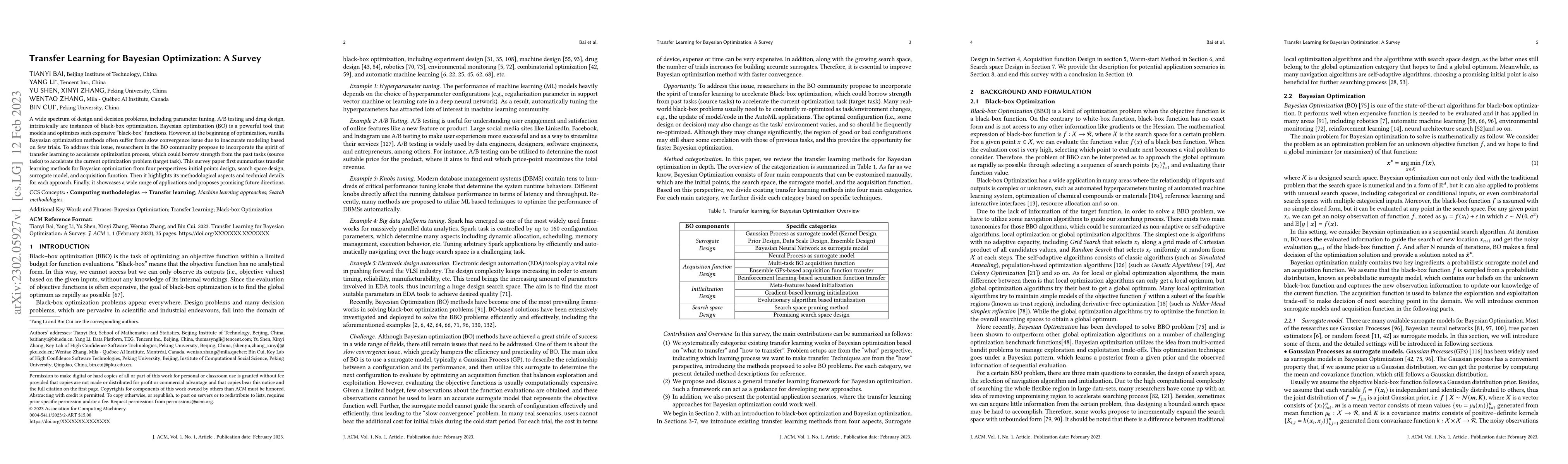 Thumbnail for Transfer Learning for Bayesian Optimization: A Survey