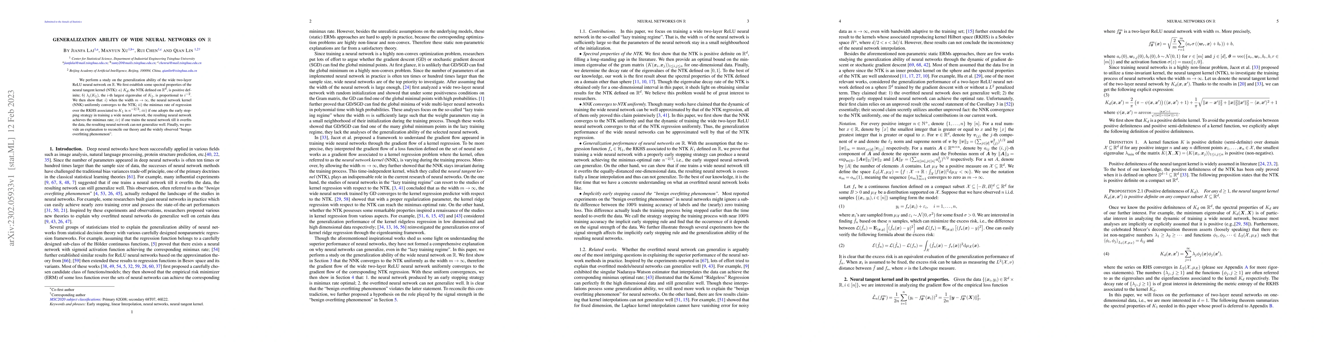 Thumbnail for Generalization Ability of Wide Neural Networks on $\mathbb{R}$