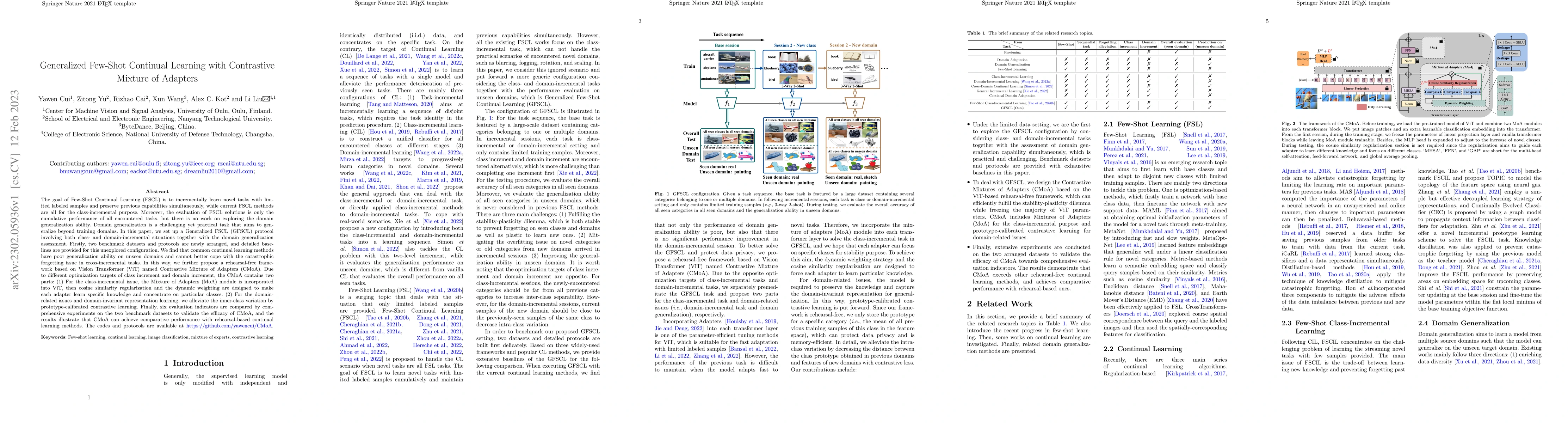 Thumbnail for Generalized Few-Shot Continual Learning with Contrastive Mixture of
  Adapters