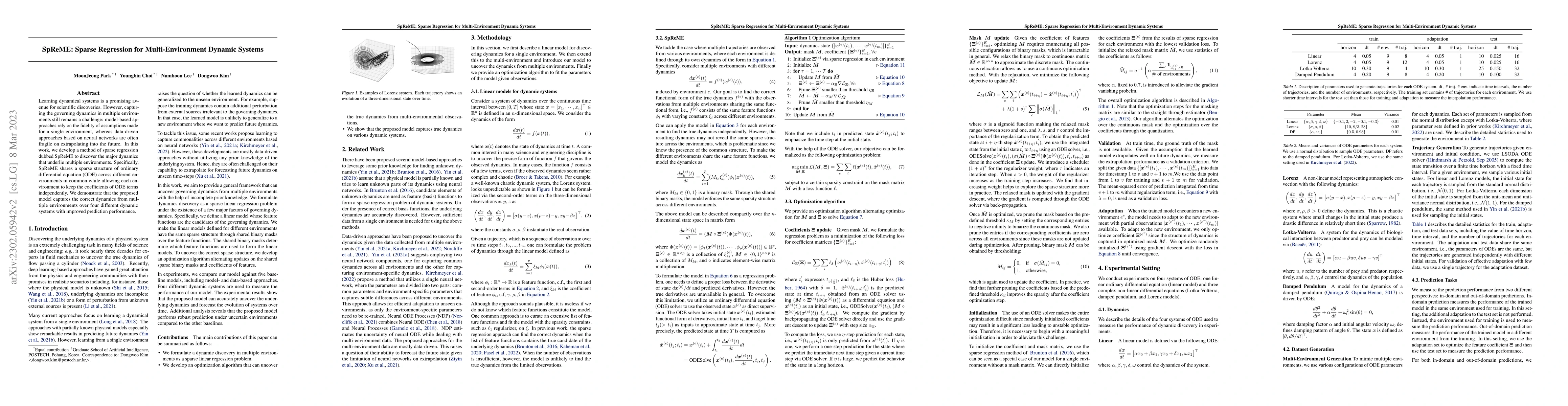 Thumbnail for SpReME: Sparse Regression for Multi-Environment Dynamic Systems