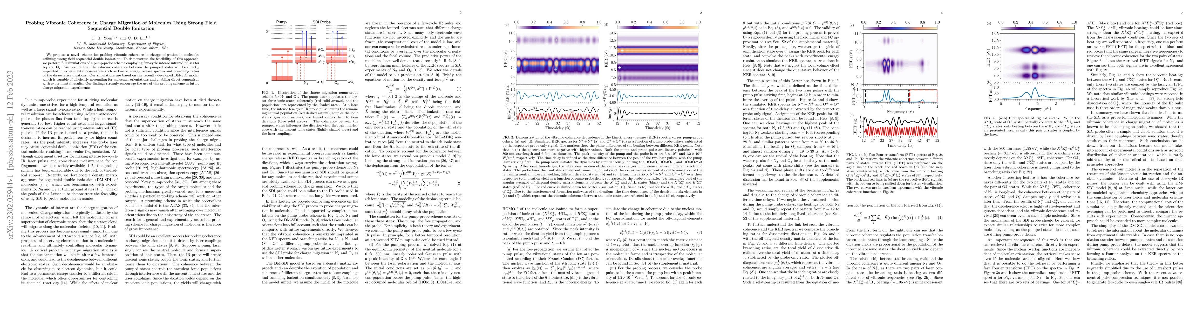 Thumbnail for Probing Vibronic Coherence in Charge Migration of Molecules Using Strong
  Field Sequential Double Ionization