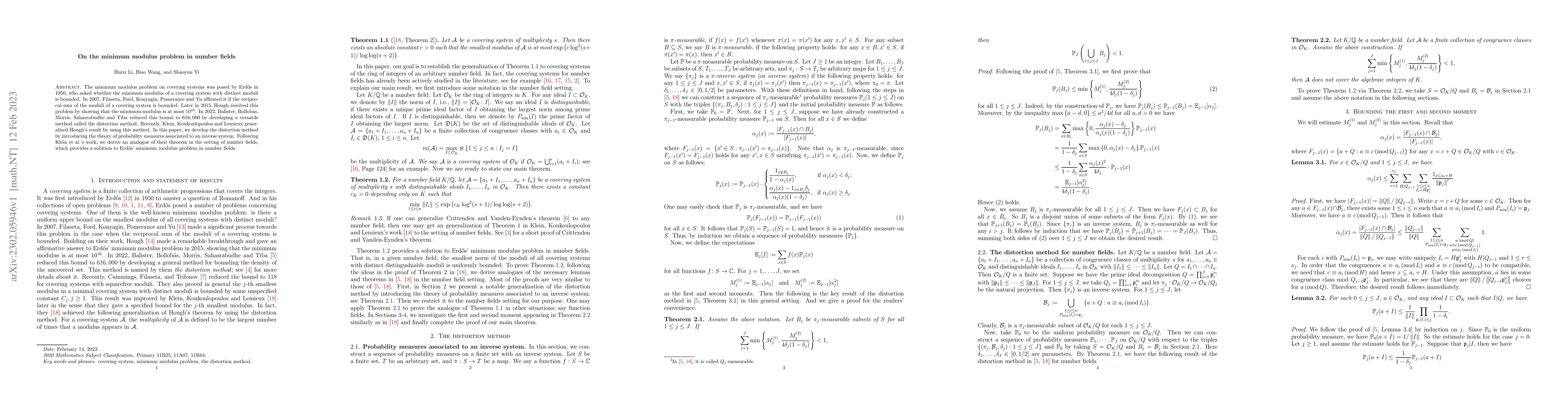 Thumbnail for On the minimum modulus problem in number fields