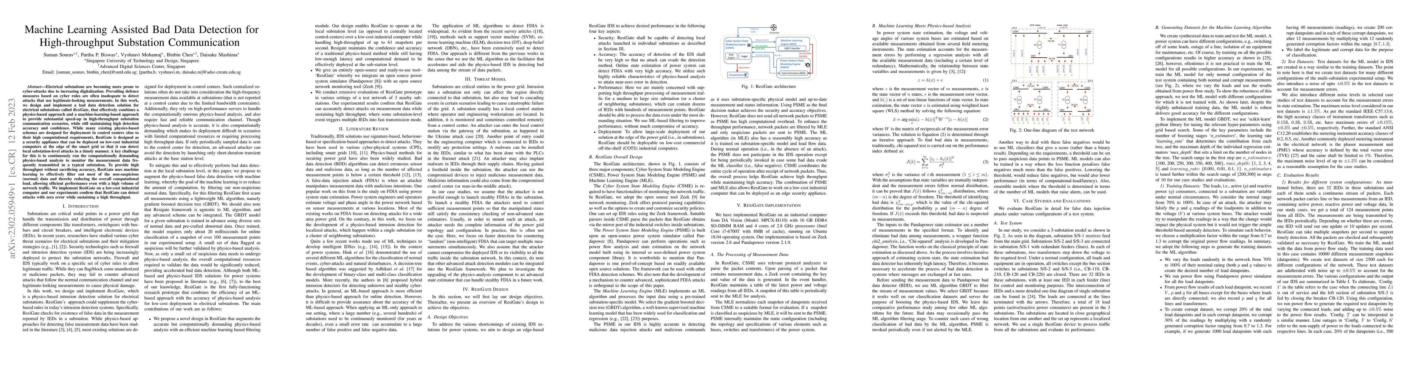 Thumbnail for Machine Learning Assisted Bad Data Detection for High-throughput
  Substation Communication