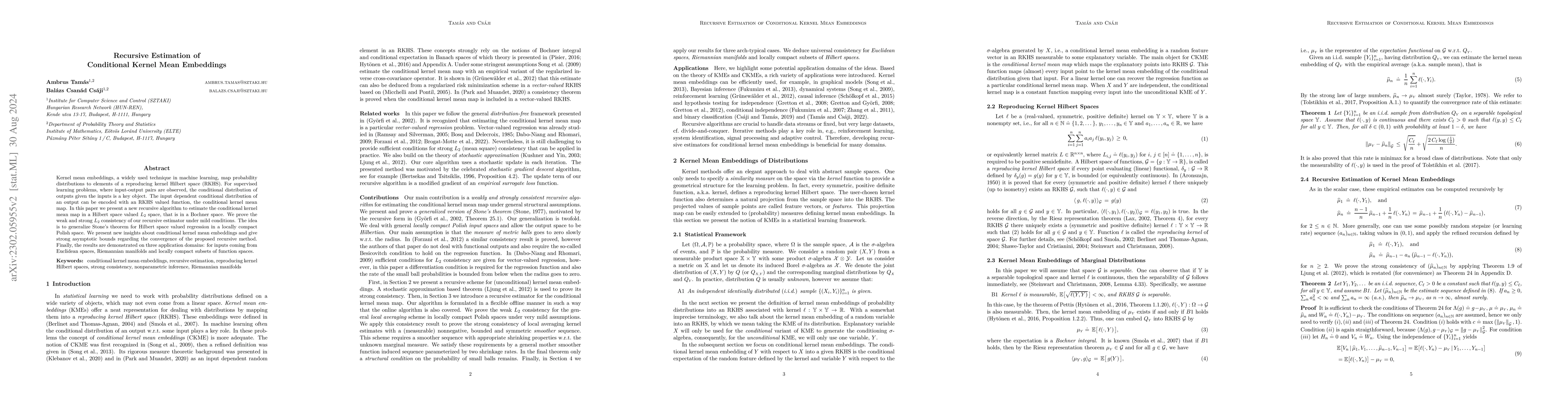 Thumbnail for Recursive Estimation of Conditional Kernel Mean Embeddings