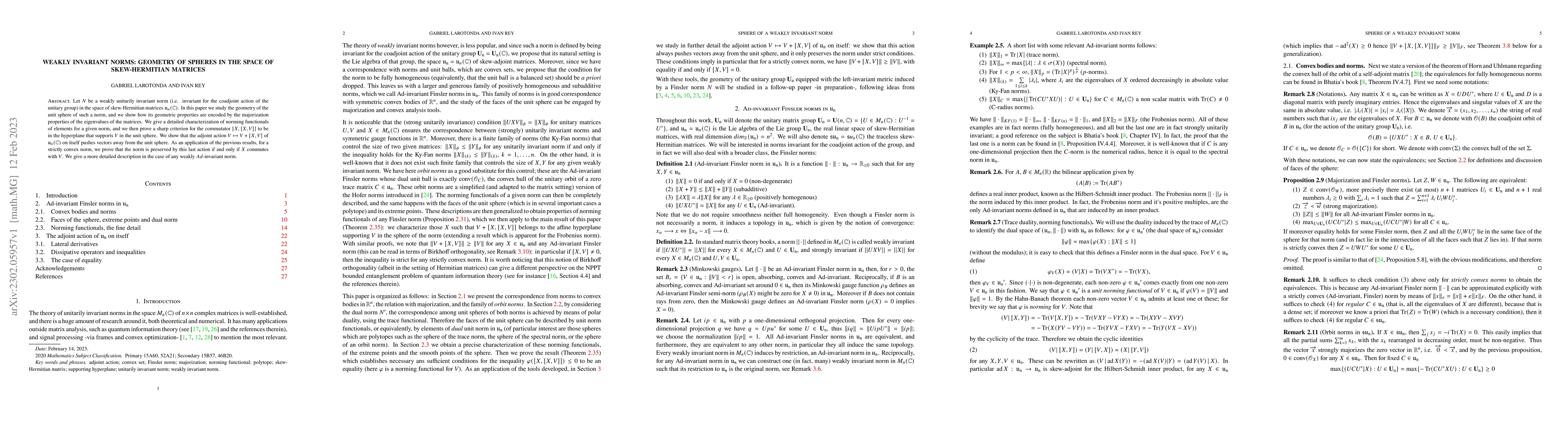 Thumbnail for Weakly invariant norms: geometry of spheres in the space of
  skew-Hermitian matrices