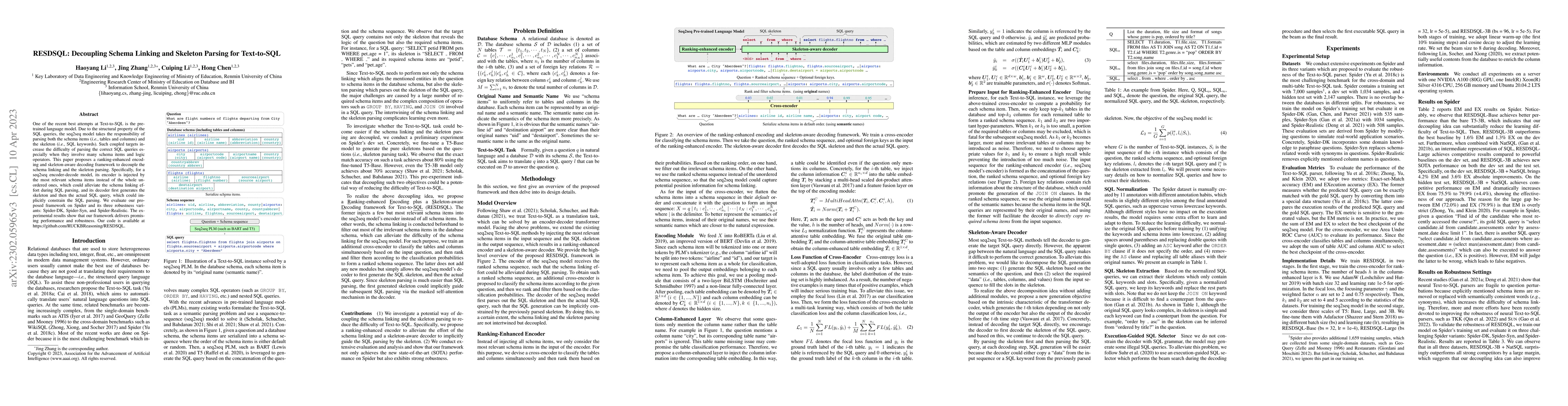 Thumbnail for RESDSQL: Decoupling Schema Linking and Skeleton Parsing for Text-to-SQL
