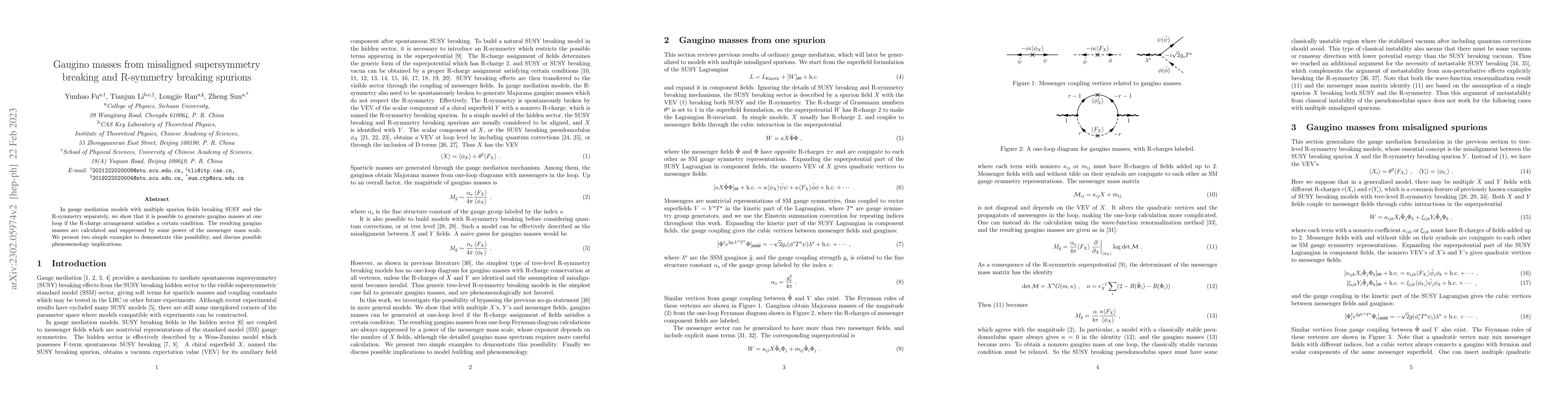 Thumbnail for Gaugino masses from misaligned supersymmetry breaking and R-symmetry
  breaking spurions