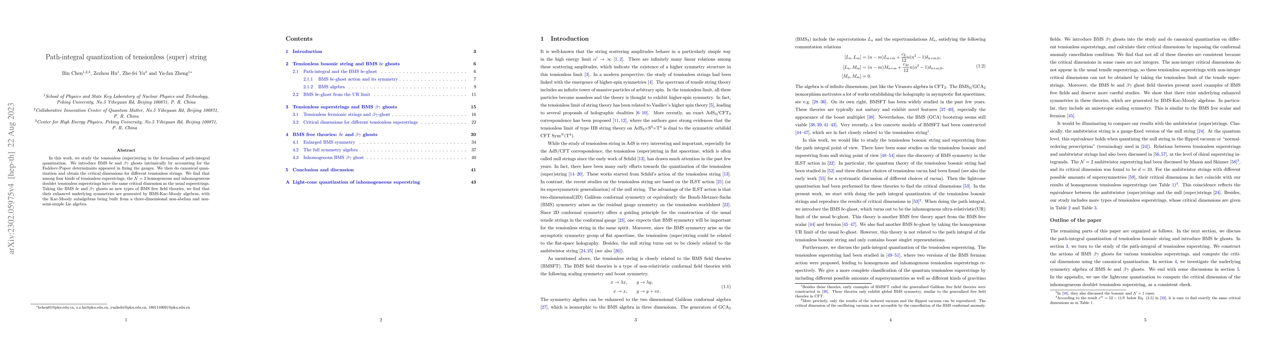 Thumbnail for Path-integral quantization of tensionless (super) string