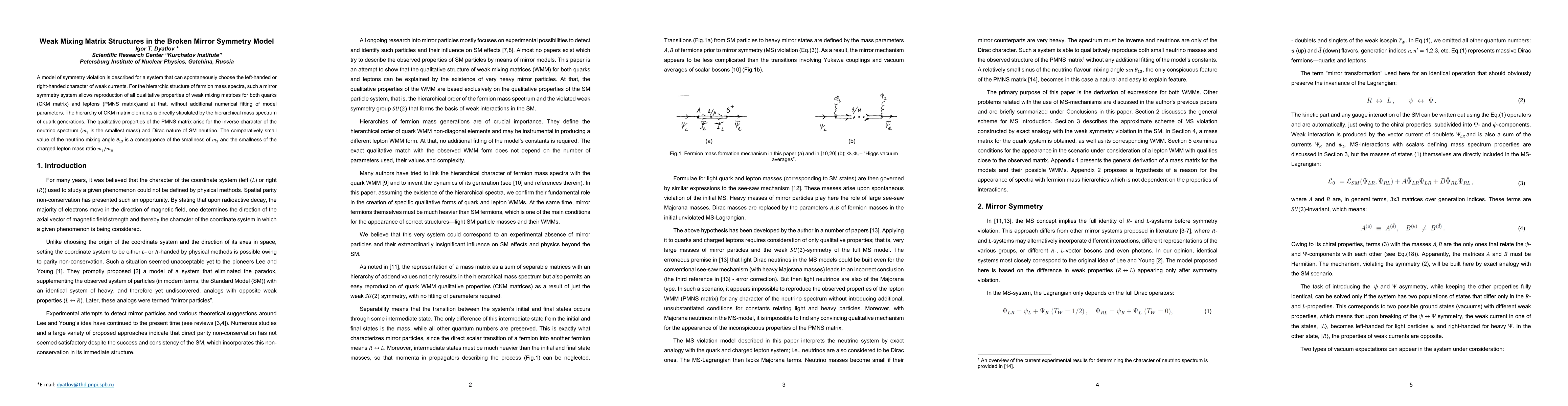 Thumbnail for Weak Mixing Matrix Structures in the Broken Mirror Symmetry Model