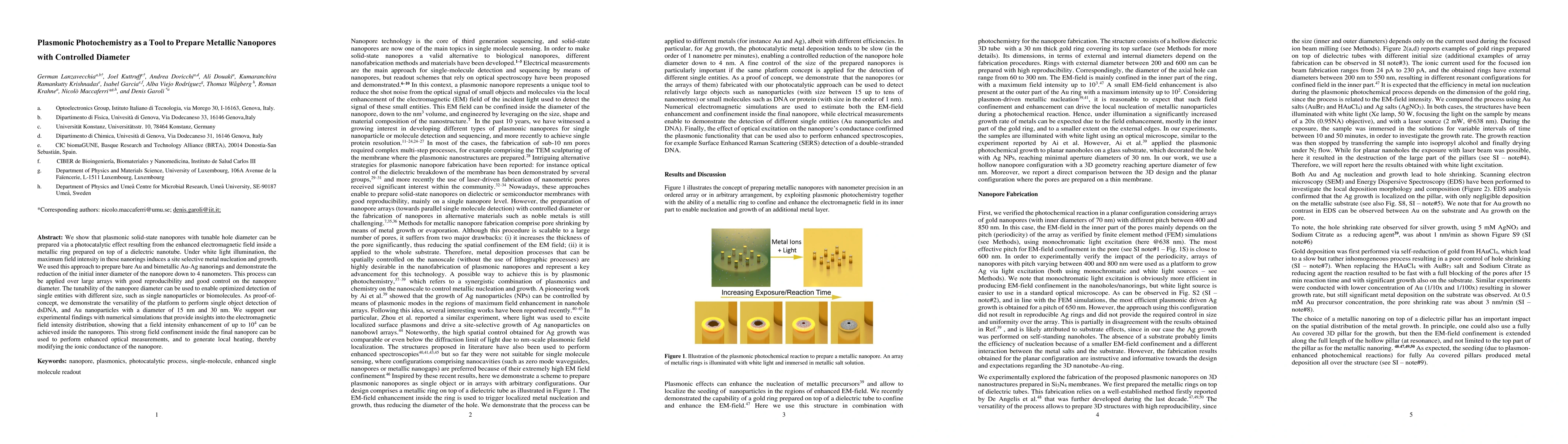Thumbnail for Plasmonic Photochemistry as a Tool to Prepare Metallic Nanopores with
  Controlled Diameter