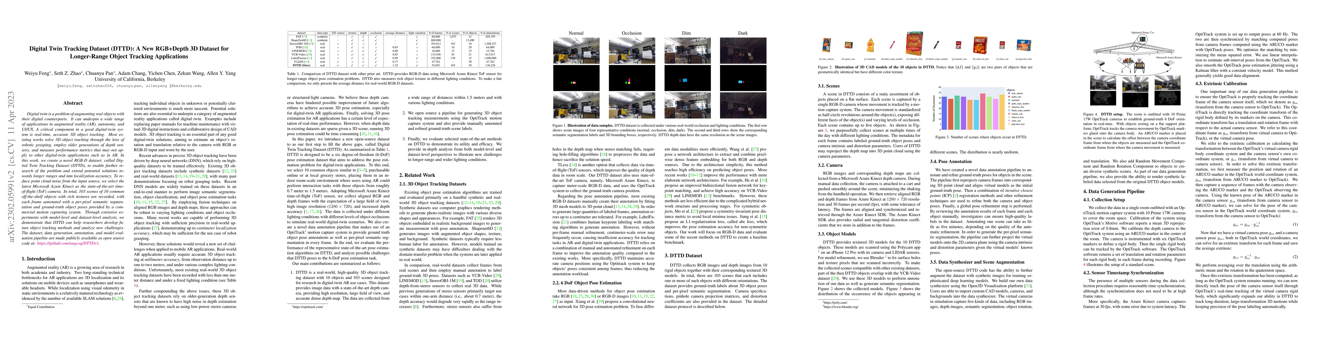 Thumbnail for Digital Twin Tracking Dataset (DTTD): A New RGB+Depth 3D Dataset for
  Longer-Range Object Tracking Applications
