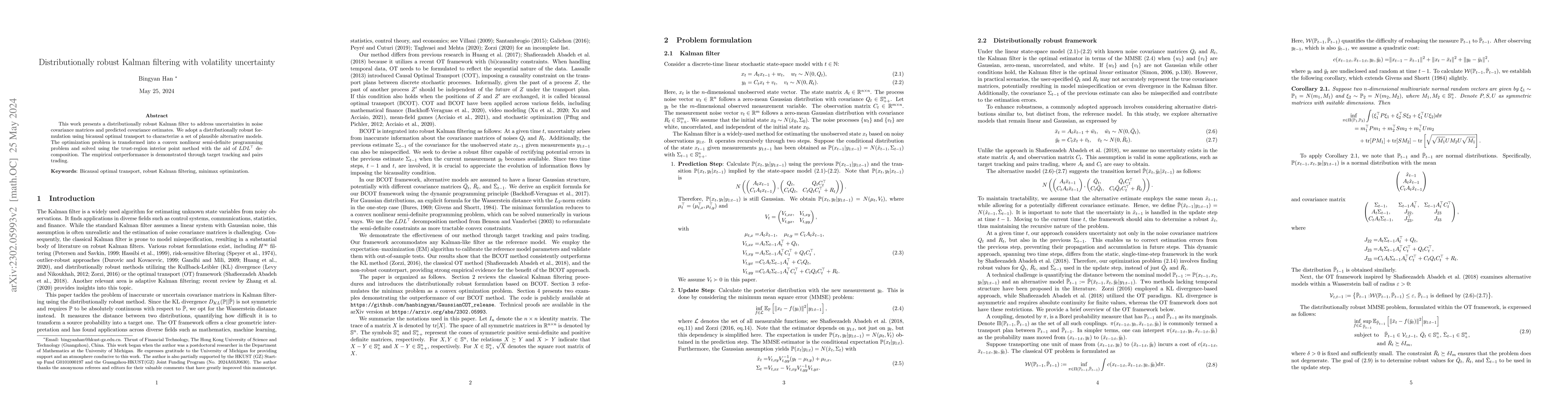 Thumbnail for Distributionally robust Kalman filtering with volatility uncertainty