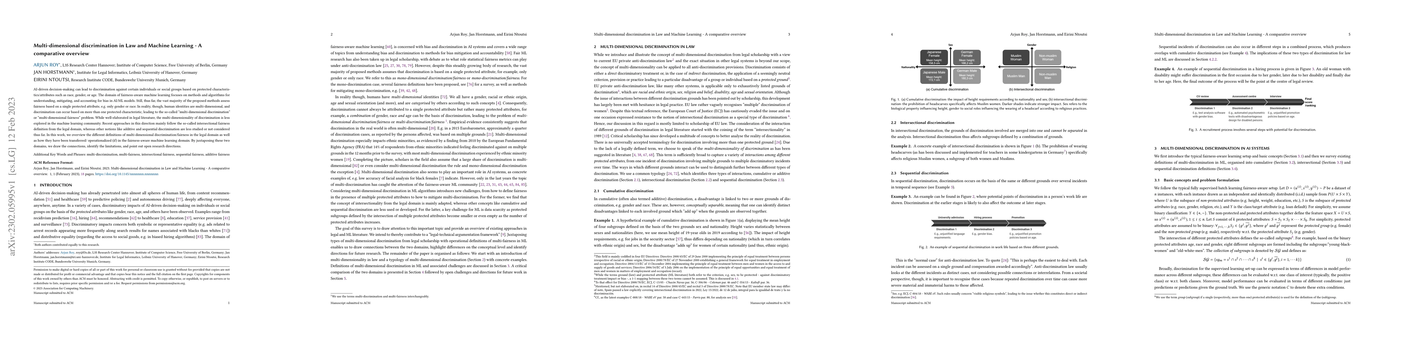 Thumbnail for Multi-dimensional discrimination in Law and Machine Learning -- A
  comparative overview