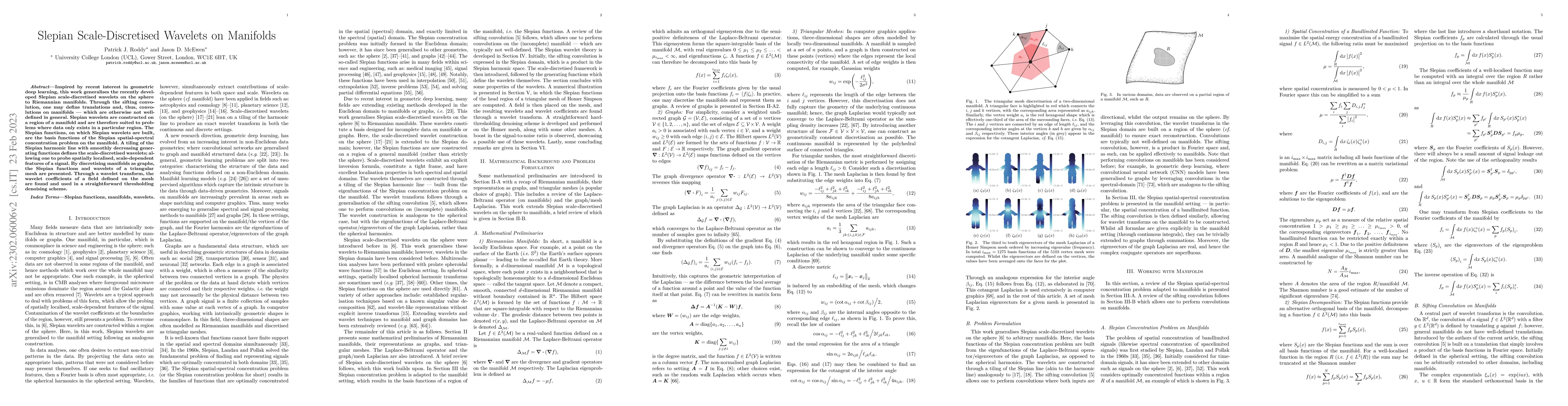 Thumbnail for Slepian Scale-Discretised Wavelets on Manifolds
