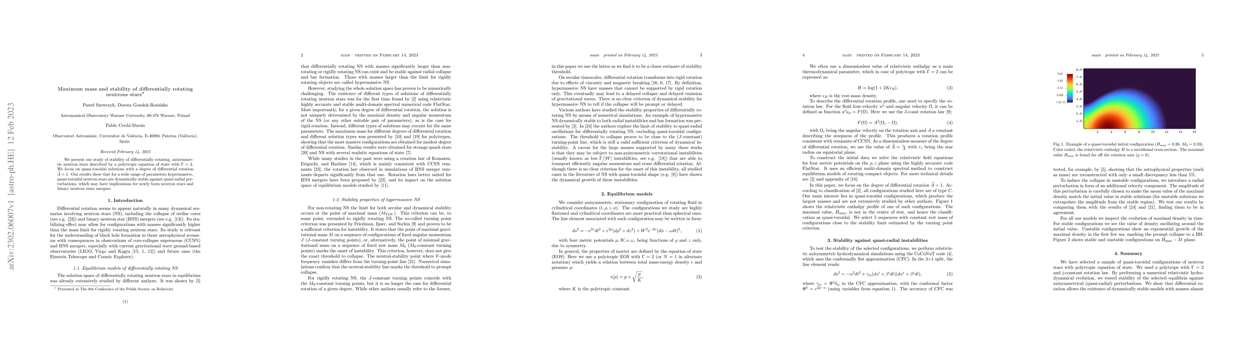 Thumbnail for Maximum mass and stability of differentially rotating neutrons stars