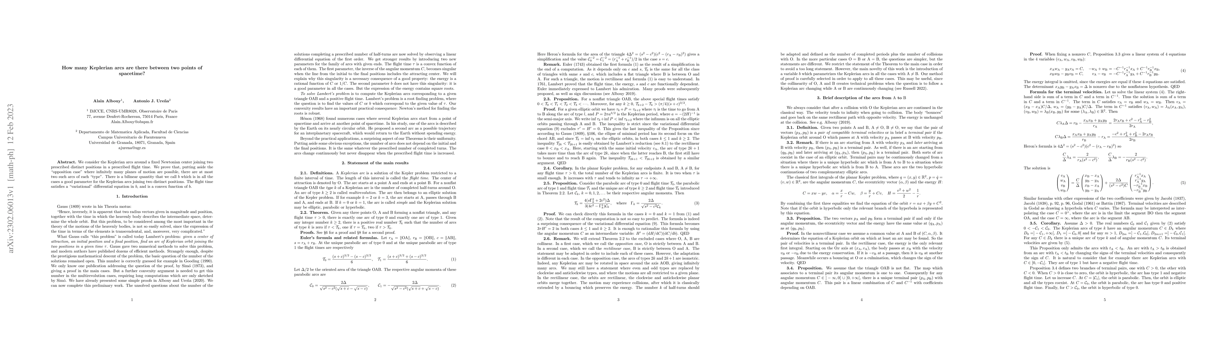 Thumbnail for How many Keplerian arcs are there between two points of spacetime?