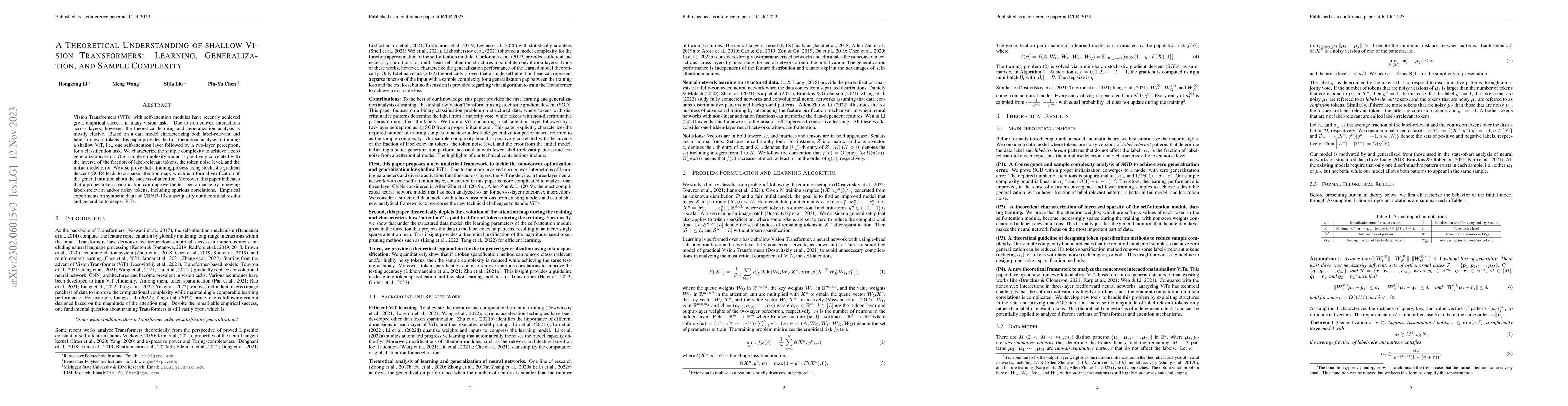 Thumbnail for A Theoretical Understanding of Shallow Vision Transformers: Learning,
  Generalization, and Sample Complexity