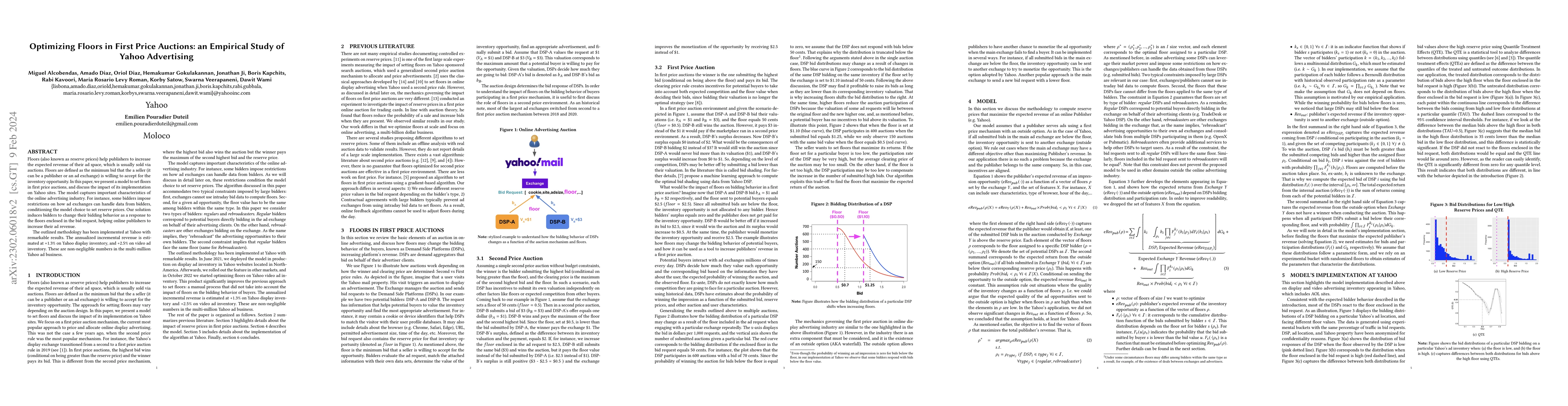 Thumbnail for Optimizing Floors in First Price Auctions: an Empirical Study of Yahoo
  Advertising