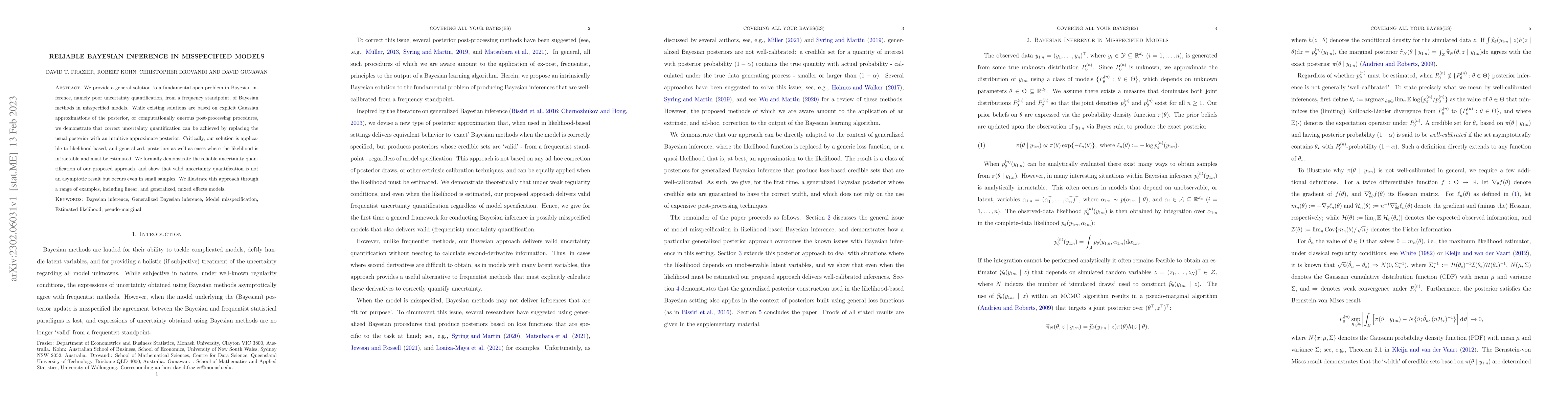 Thumbnail for Reliable Bayesian Inference in Misspecified Models