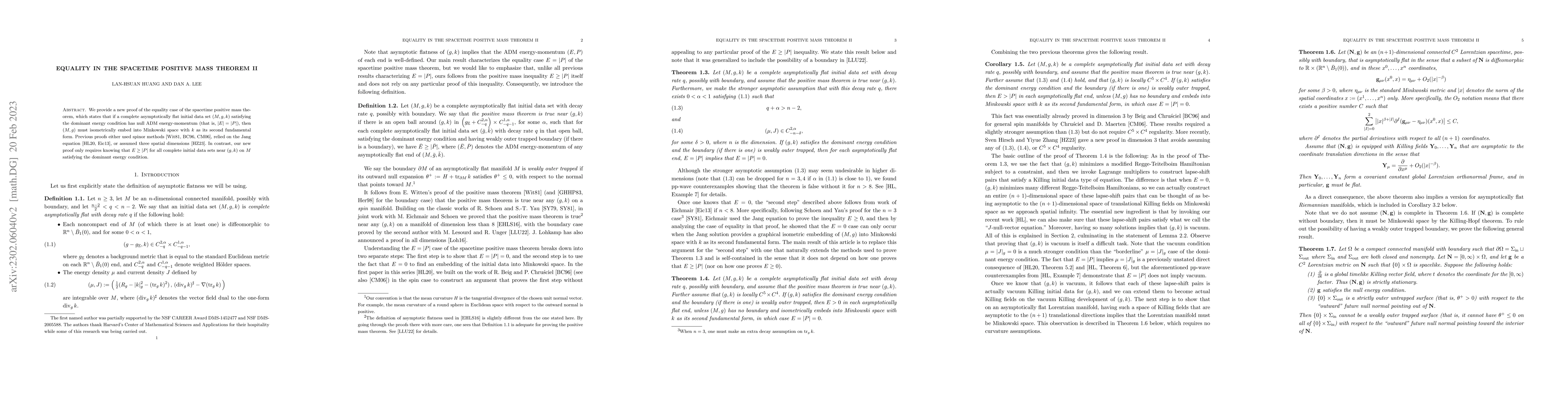 Thumbnail for Equality in the spacetime positive mass theorem II