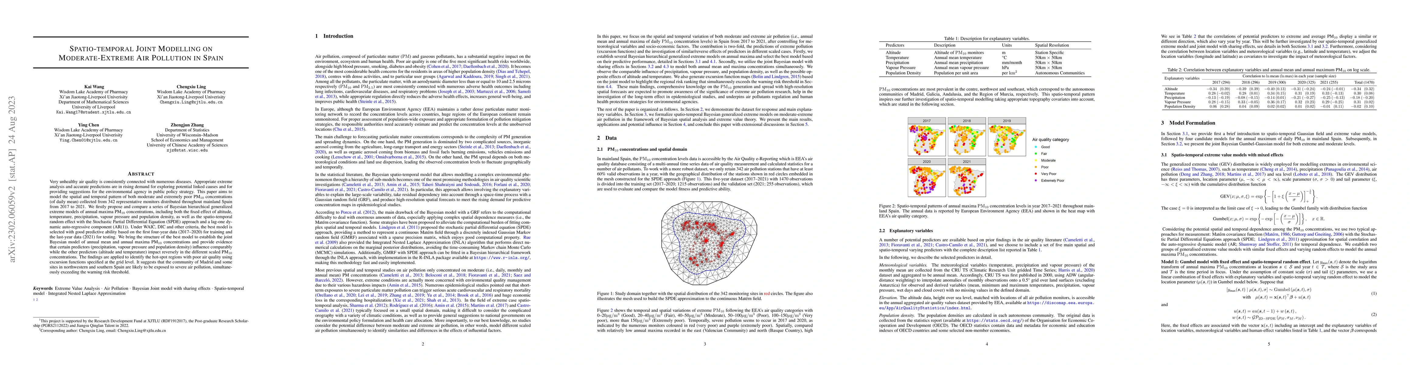 Thumbnail for Spatio-temporal Joint Modelling on Moderate and Extreme Air Pollution in
  Spain