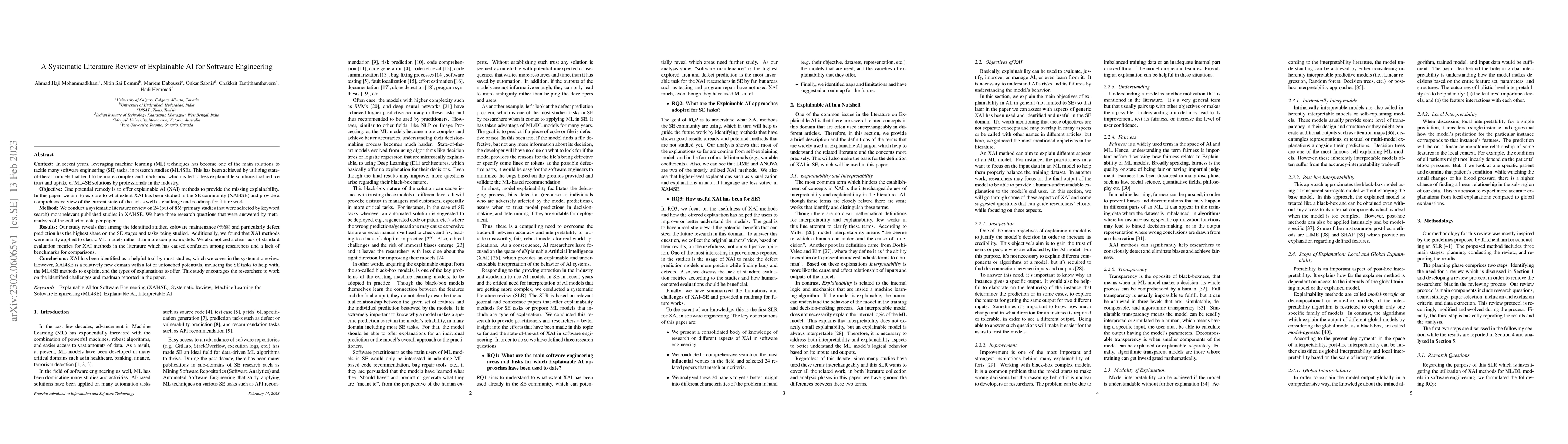 Thumbnail for A Systematic Literature Review of Explainable AI for Software
  Engineering