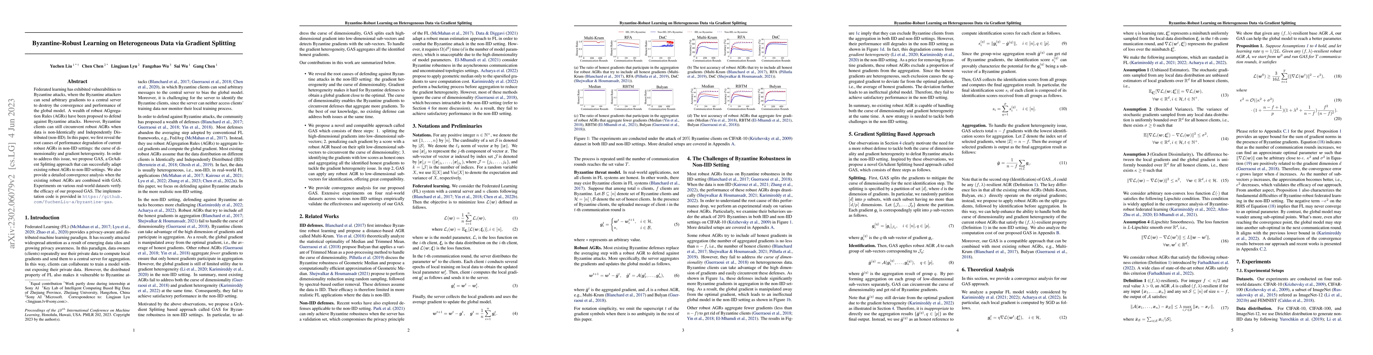 Thumbnail for Byzantine-Robust Learning on Heterogeneous Data via Gradient Splitting